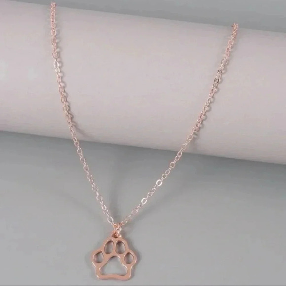 2 LEFT! Rose Gold Dog Paw Print Pendant Necklace - Picture 4 of 4